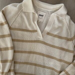 Aerie Striped V- Neck Sweater - size large